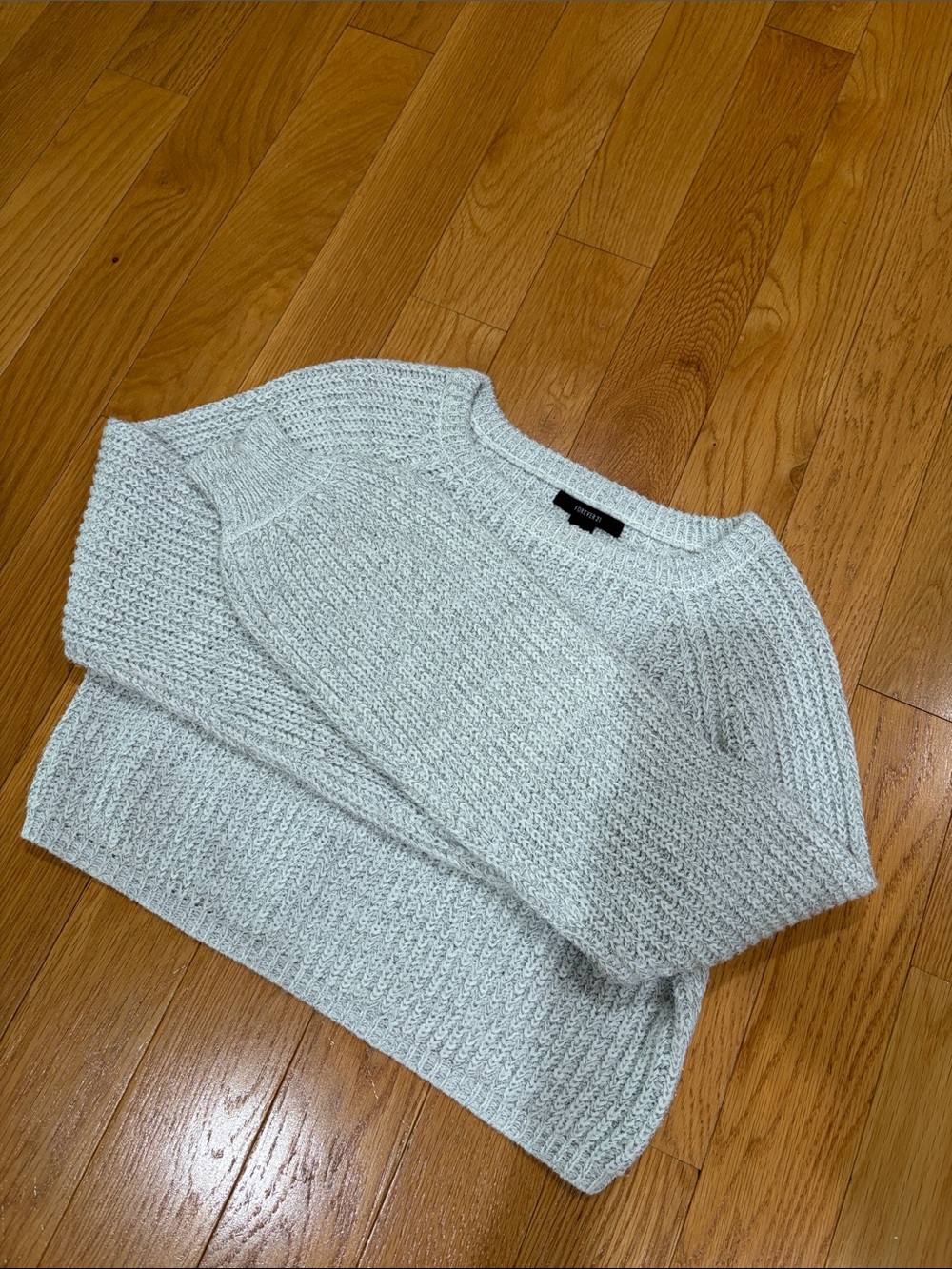 Forever 21 Light Gray Ribbed Crewneck Sweater
